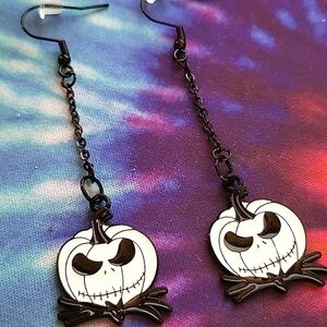 HANDMADE The Night Before Christmas Jack Skellington Pumpkin Dangle Earrings